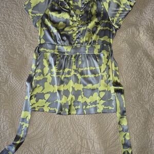 BCBGMaxAzria Gray and Yellow Blouse